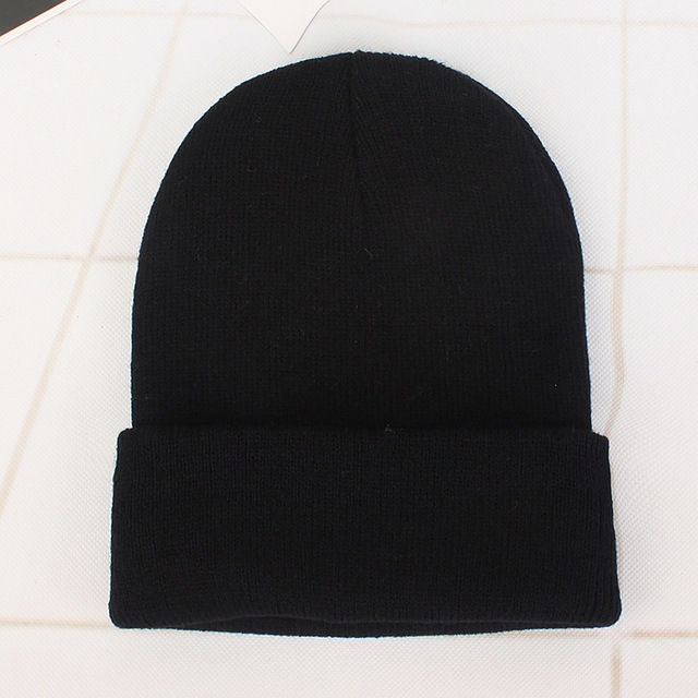 

Simple Solid Color Warm Pullover Knit Cap for Men / Women(Black )