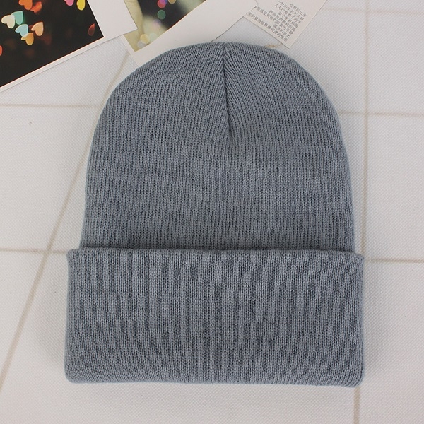 

Simple Solid Color Warm Pullover Knit Cap for Men / Women(Light grey )
