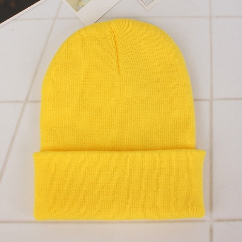 

Simple Solid Color Warm Pullover Knit Cap for Men / Women(Light yellow )