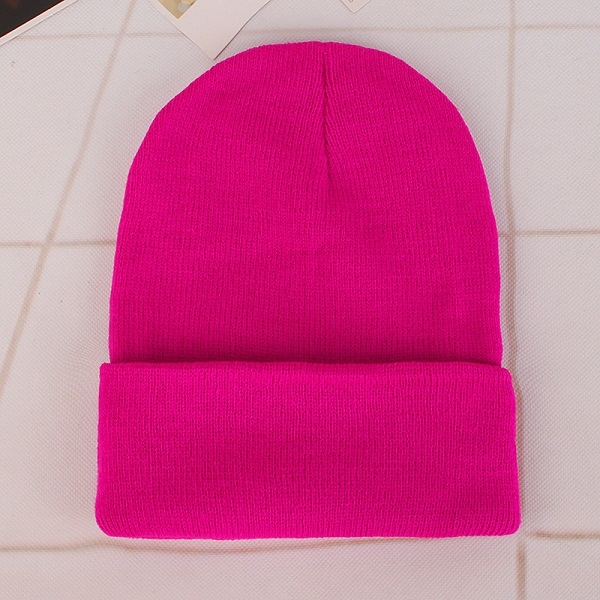 

Simple Solid Color Warm Pullover Knit Cap for Men / Women(Rose )
