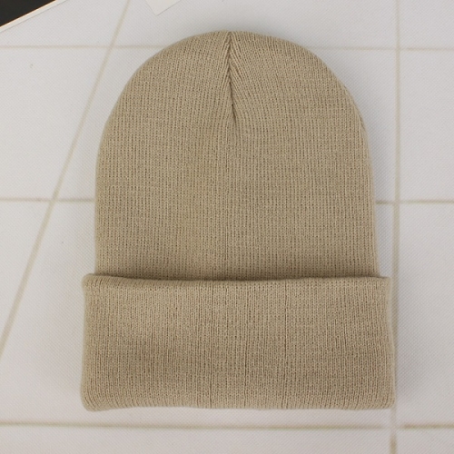 

Simple Solid Color Warm Pullover Knit Cap for Men / Women(Beige )