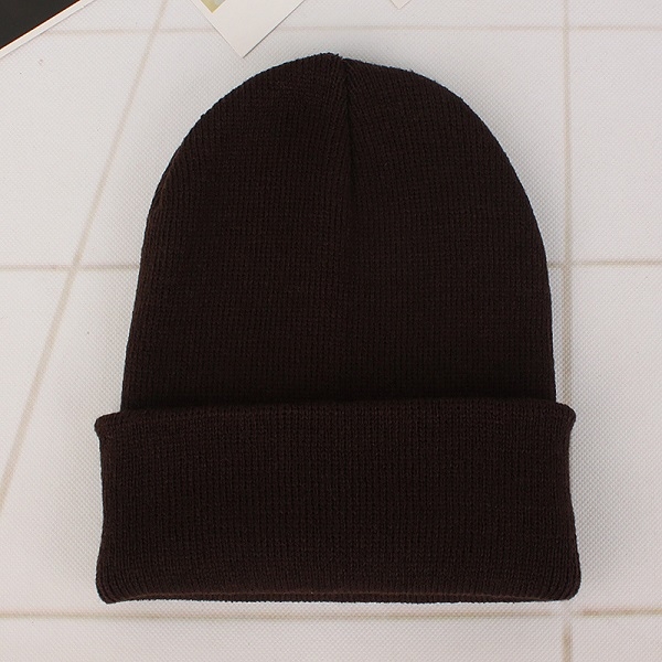 

Simple Solid Color Warm Pullover Knit Cap for Men / Women(Dark coffee )