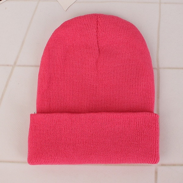 

Simple Solid Color Warm Pullover Knit Cap for Men / Women(Peach red )