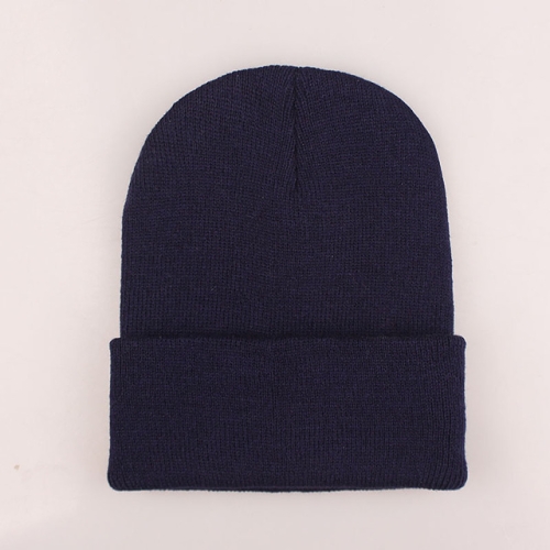 

Simple Solid Color Warm Pullover Knit Cap for Men / Women(Navy )