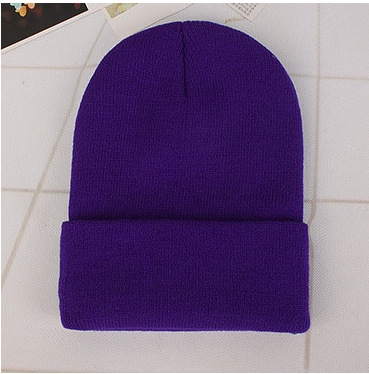

Simple Solid Color Warm Pullover Knit Cap for Men / Women(Dark purple )