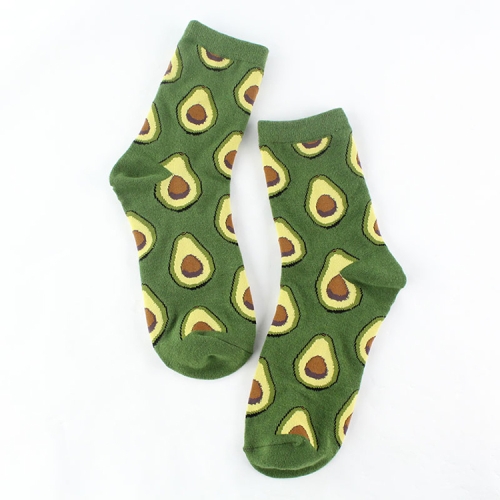 

Tropical Fruit Pattern Personality Trend Tube Ladies Cotton Socks(avocado)