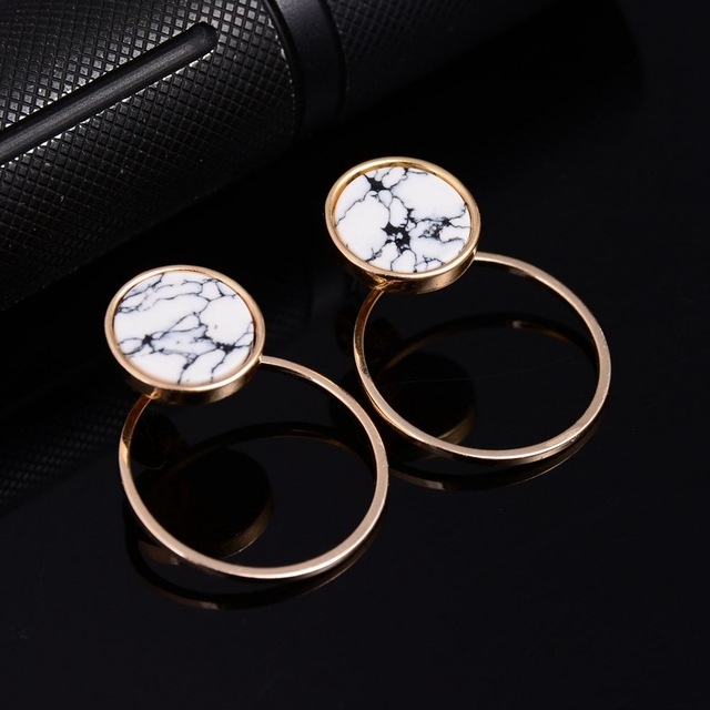 

Punk Geometric Marble Stud Earring Women Party Jewelry(round)