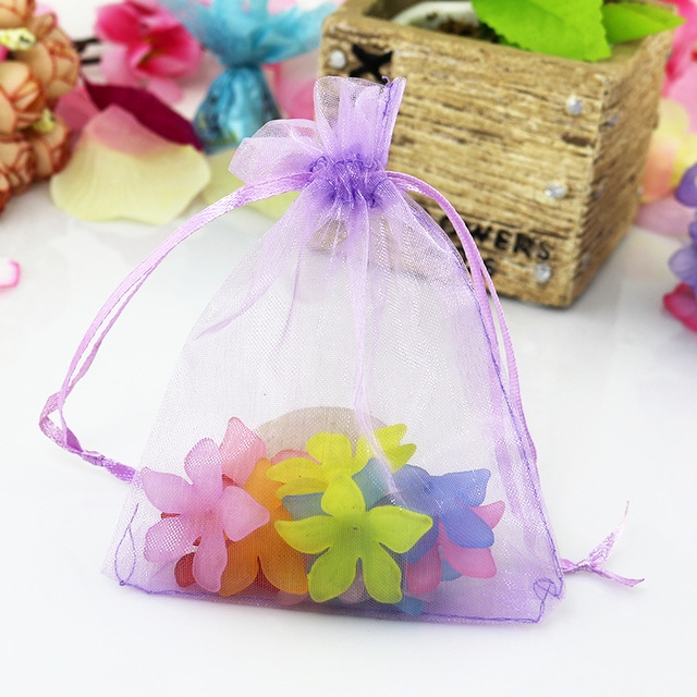 100 PCS Organza Gift Bags Jewelry Packaging Bag Wedding Party Decoration,  Size: 7x9cm(D13 Light Purple)