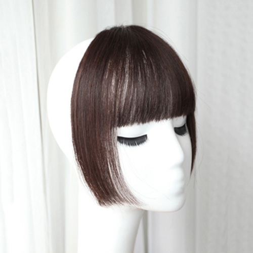 

Women Fake Fringe Clip In Bangs Hair Extensions with High Temperature Synthetic Fiber(Dark Brown)