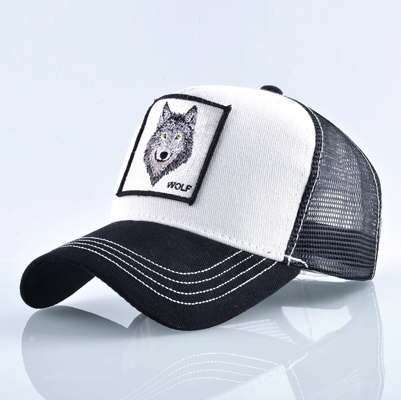 

Cotton Embroidered Animal Baseball Cap(White Wolf)