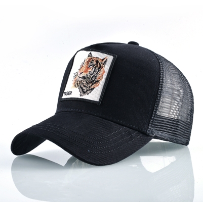 

Cotton Embroidered Animal Baseball Cap(Black Tiger)
