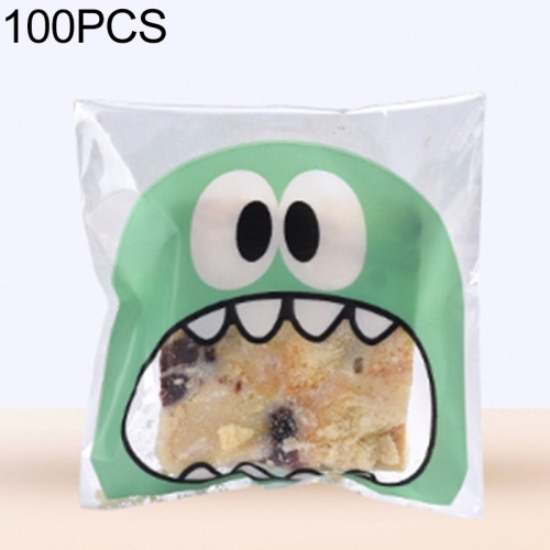 

100 PCS Cute Big Teech Mouth Monster Plastic Bag Wedding Birthday Cookie Candy Gift OPP Packaging Bags, Gift Bag Size:10x10cm(Green)