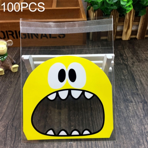 

100 PCS Cute Big Teech Mouth Monster Plastic Bag Wedding Birthday Cookie Candy Gift OPP Packaging Bags, Gift Bag Size:10x10cm(Yellow)