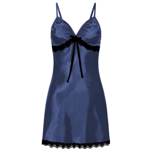 Sling Lace Sexy Perspective Lingerie Nightdress, Size:M (Blue)