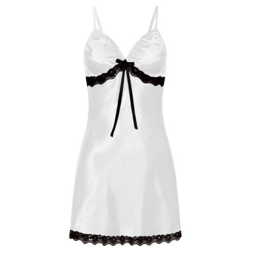 3 PCS Sling Lace Sexy Perspective Lingerie Nightdress, Size:M (White)
