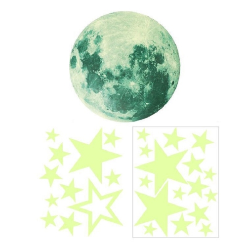 

3 PCS AFG33003 Home Decoration Luminous Stars Moon PVC Stickers, Specification:27PCS Star + 30cm Moon