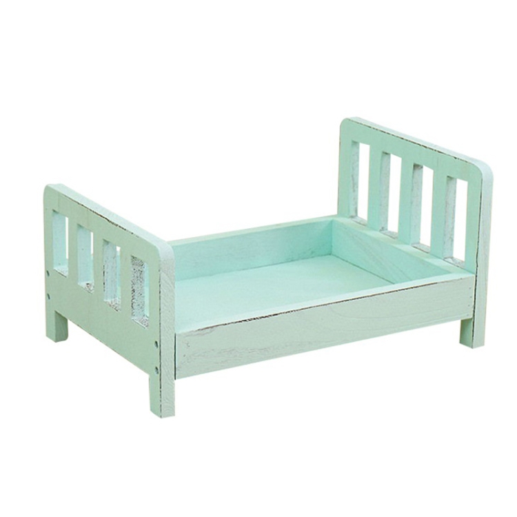 

100 Days Old Wooden Bed For Newborns Children Photography Props(Green)