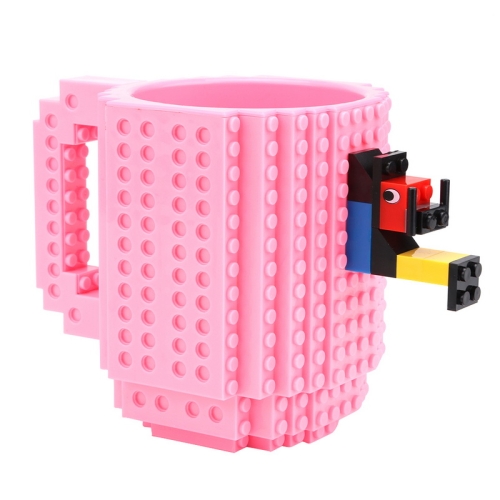 

Building Blocks Design Creative Milk Mug Coffee Cup Build-on Brick Drinking Water Holder, Value:301-400ml(Pink)