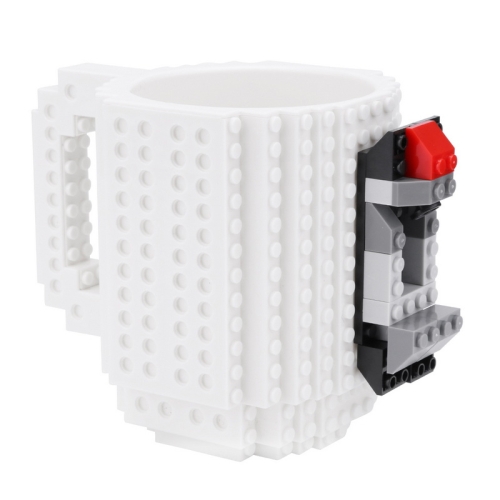 

Building Blocks Design Creative Milk Mug Coffee Cup Build-on Brick Drinking Water Holder, Value:301-400ml(White)