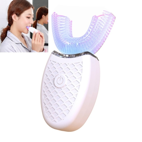 Preguiçoso em forma de U escova de dentes elétrica para branqueamento da boca (branca)