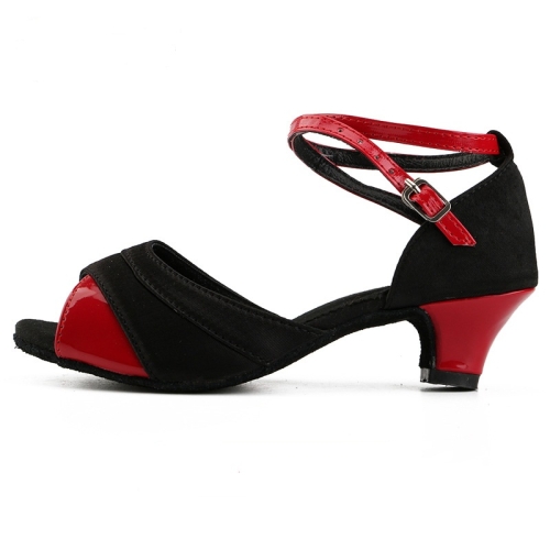 ouder gitaar Kritiek Ballroom Tango Salsa Latin Dance Shoes Low Heel Shoes for Girls, Shoe  Size:40(Black Red)
