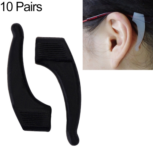 

10 Pairs Glasses Non-slip Cover Ear Support Glasses Foot Silicone Non-slip Sleeve(Black)