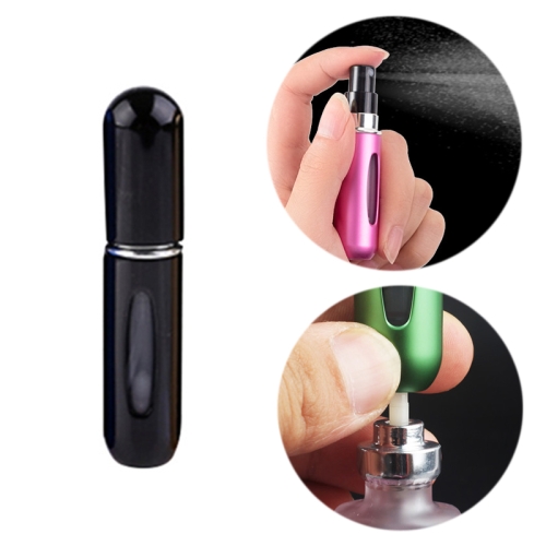 Portable Mini Aluminum Refillable Perfume Bottle Spray Empty Cosmetic Containers Atomizer, Capacity:5ml(Black)