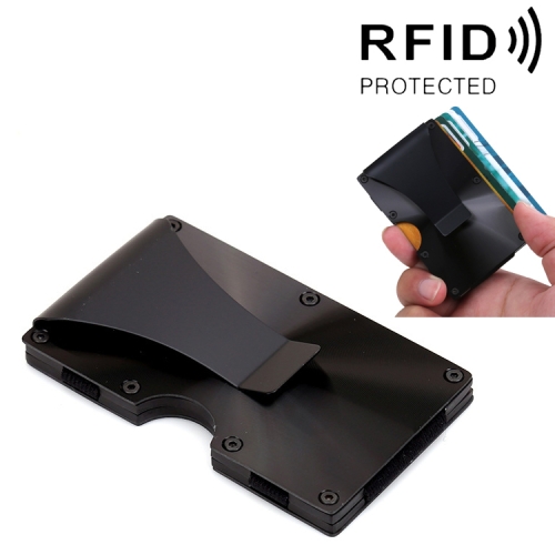 

2 PCS X-11D Ultra-thin Business Card Holder Aluminum Credit card Metal Anti-magnetic Wallet(Black)