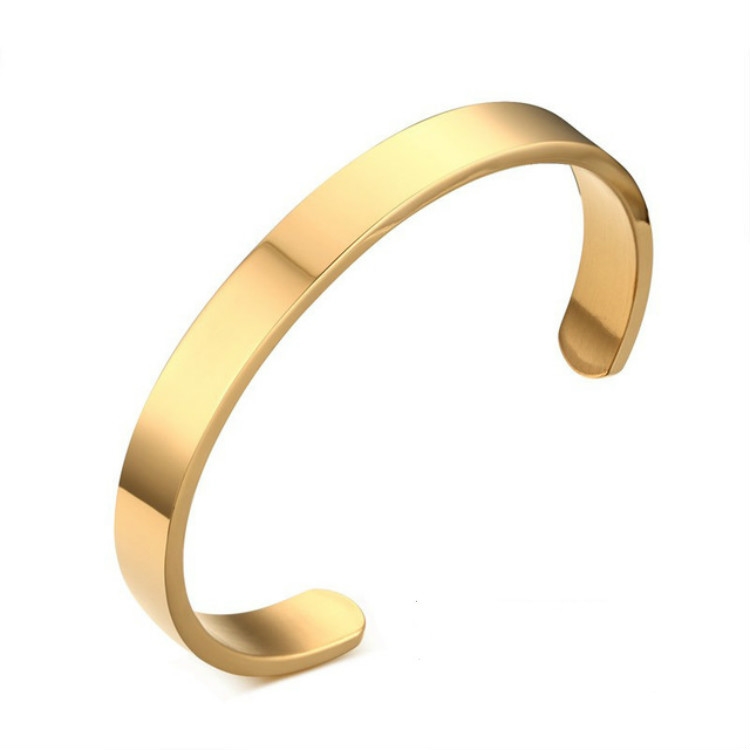 

8mm Width Women Men Stainless Steel Surface Bracelet Bangle(Gold)