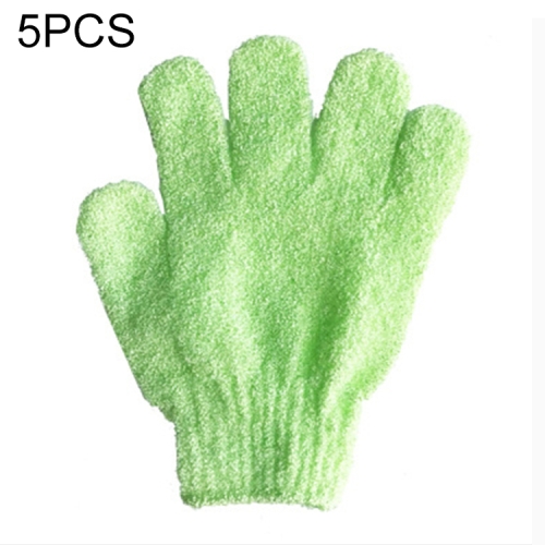5 pezzi guanti da bagno doccia esfoliante massaggio spa scrub corpo guanto  (verde)
