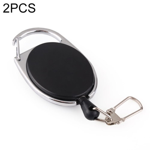 

2 PCS Retractable Pull Badge Reel Zinc Alloy ABS ID Lanyard Name Tag Card Badge Key Ring Chain Clips