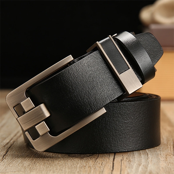 

Wide Needle Black Vintage Lacquered Cowhide Pin Buckle Waistband for Men, Belt Length:140CM