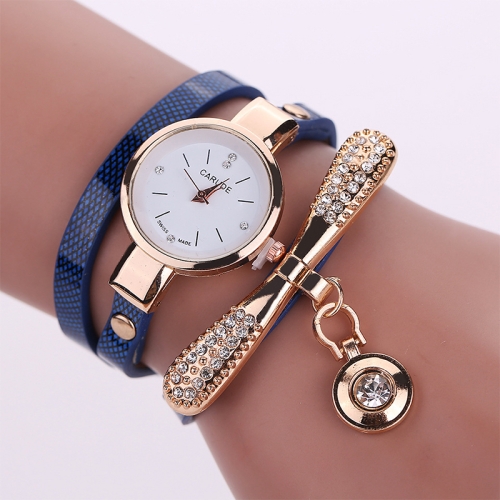 

Fashion Women Casual Bracelet Leather Band Watch(Dark Blue)