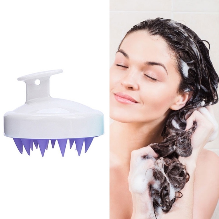 

Silicone Head Scalp Massage Brush Hair Washing Scalp Cleanse Comb (White Purple)