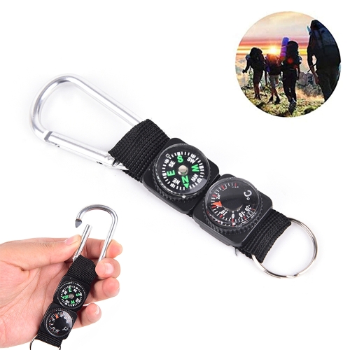 3 in 1 Multifunctional Climbing Carabiner Buckle Compass Keyring Thermometer 