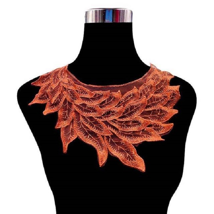 

Lace Embroidered Collar Flower Fake Collar DIY Clothing Accessories, Size: 32 x 25cm(Caramel)