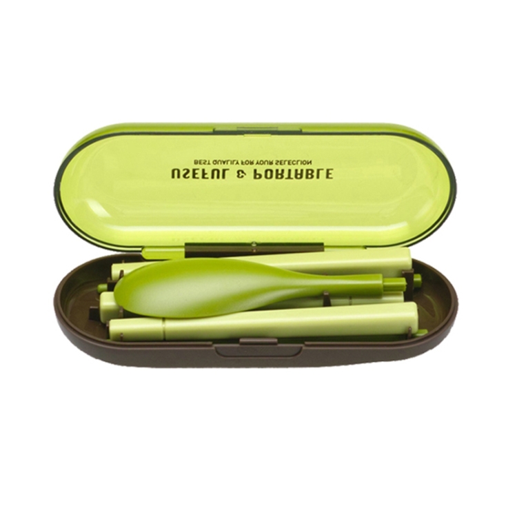 3pcs / Set Mini Outdoor Portable Travel Sets Candy Color Folding Dinner Set  Student Kids Kitchen Tool(Green)