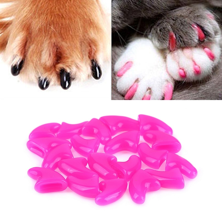20 PCS Large Size Cat Nail Caps – Rose Red Silicone Soft Paw and Claw Covers, Safe Nail Protector Set for Cats to Prevent Scratching People and Furniture