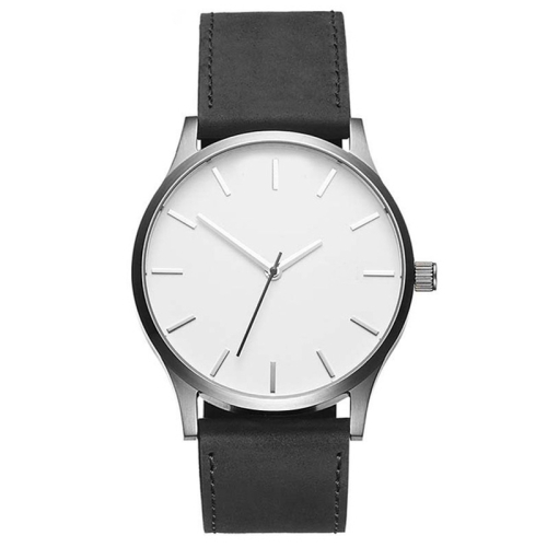 

Men Simple Matte Leather Belt Quartz Watch(Black + White )