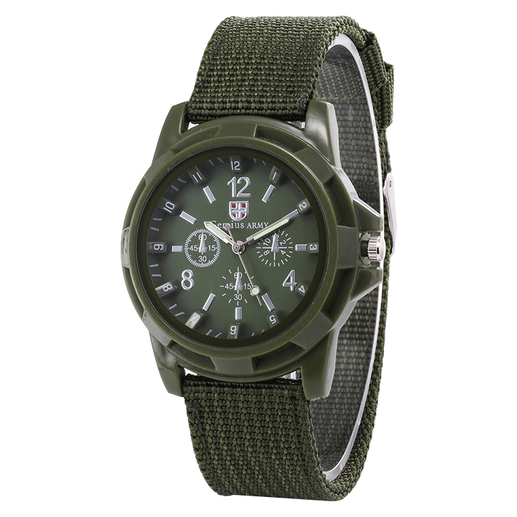 

055 Men Canvas Strap Luminous Watch(Green)