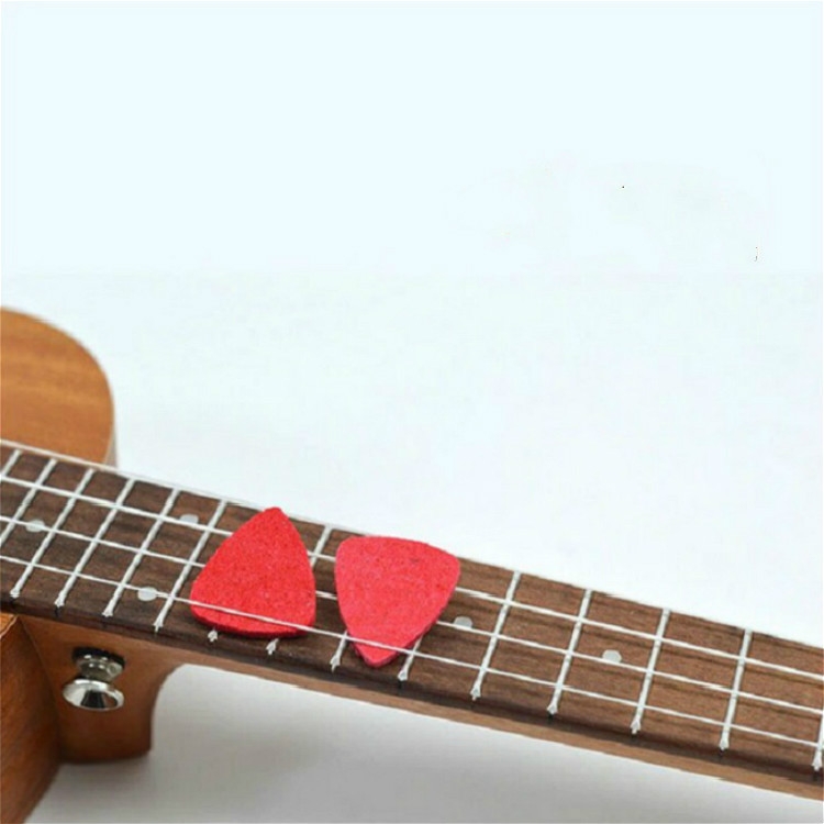 SUNSKY - 10 púas de fieltro de lana para guitarra de ukelele (rojo)