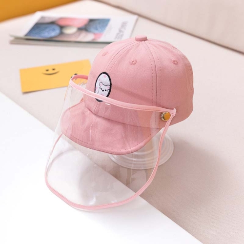 Kids Baseball hat with face shield Pink Color 