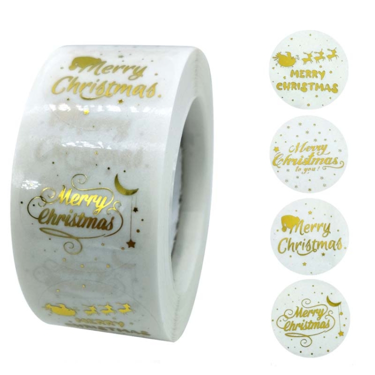300PCS/Roll Rectangular Shaped Christmas Decoration Stickers Holiday Gift Tag Tape(Cowhide)