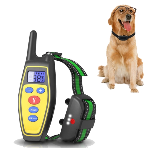 Устройство для дрессировки собак Дистанционное управление Контроль лая  Зарядка Водонепроницаемый ошейник для дрессировки домашних животных с  вибрацией электрическим током (желтый)