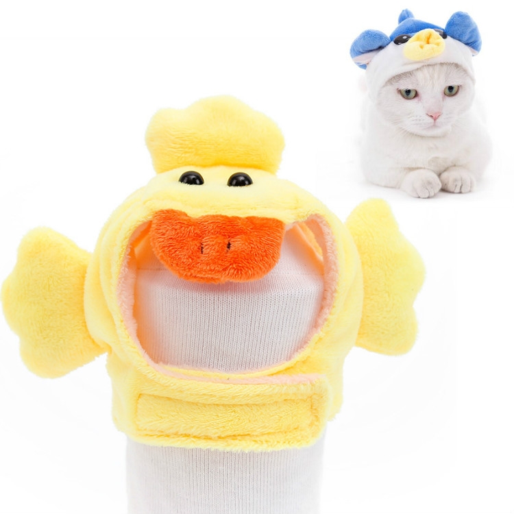 

4 PCS Soft Cat Headgear Cat Dog Cross Dress Pet Hat, Size: S(Yellow Duck)