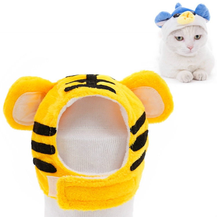

4 PCS Soft Cat Headgear Cat Dog Cross Dress Pet Hat, Size: M(Tiger)