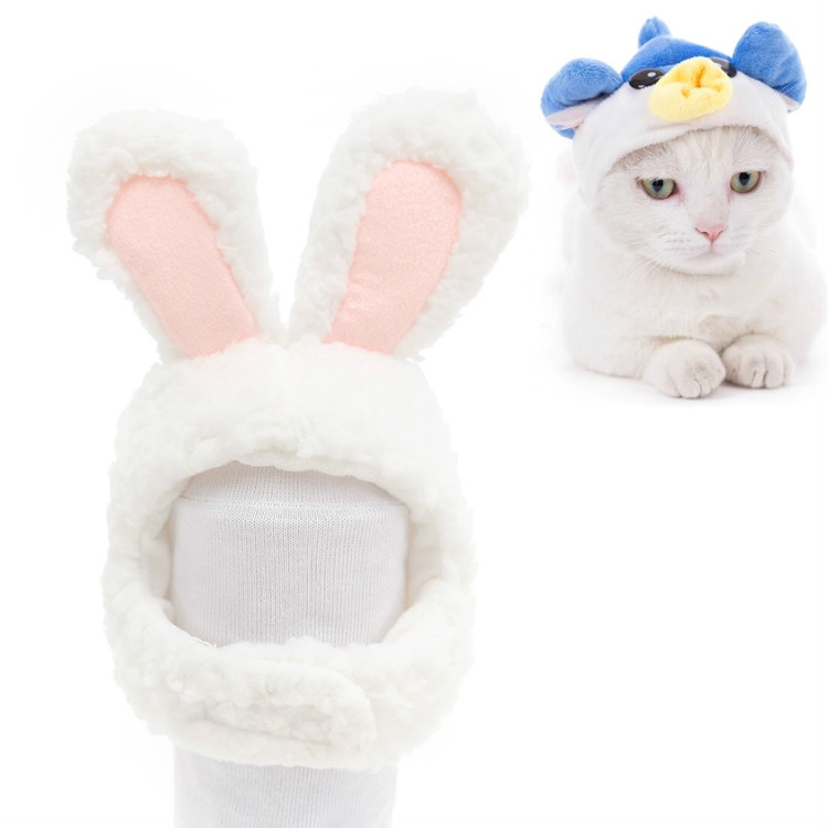 

4 PCS Soft Cat Headgear Cat Dog Cross Dress Pet Hat, Size: L(White Rabbit)