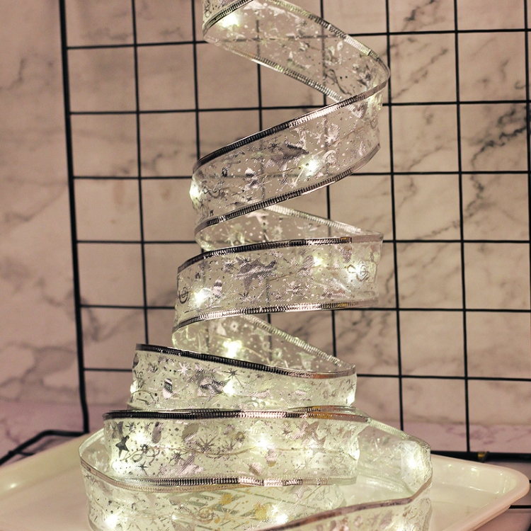

4m 40LEDs Gift Decoration Ribbon Light String LED Copper Wire Ribbon Christmas Tree Top Bowknot Light(Warm White Light)