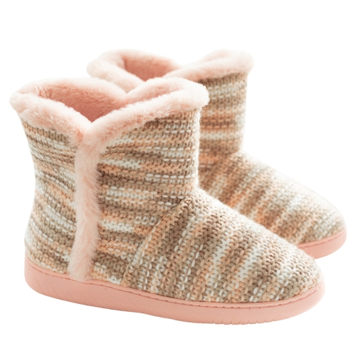 Zapatillas de interior de algodón con suela gruesa antideslizantes de invierno Botas para el hogar, tamaño: 34-35