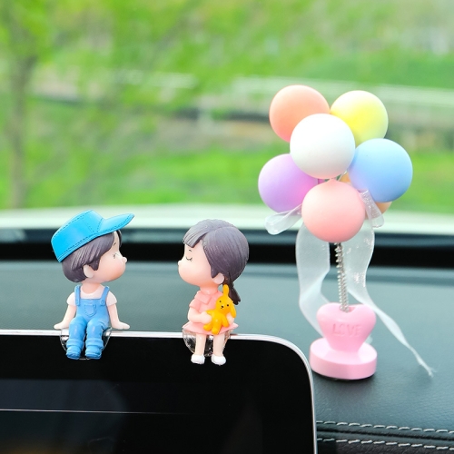 

In Car Ornament Lovely Kissing Couple Doll, Colour:Blue+Spring Balloon